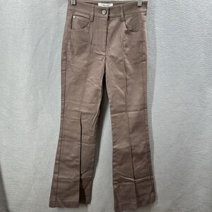 REISS Florence Flared Jeans Womens Petite 4 High Rise Cotton Front Dart Brown